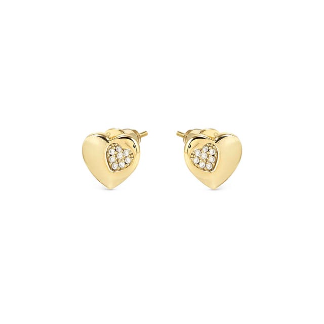 Petit Sparkle Heart Stud Earrings - Gold - 242304/006