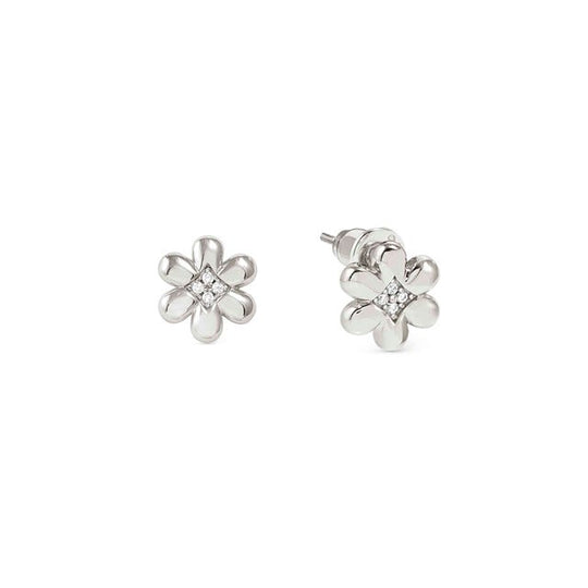 Petit Sparkle Flower Stud Earrings - Silver - 242304/010