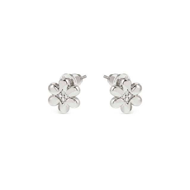 Petit Sparkle Flower Stud Earrings - Silver - 242304/010