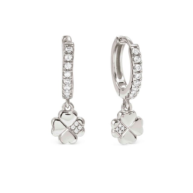 Petit Sparkle Flower Hoop Earrings - Silver - 242305/001