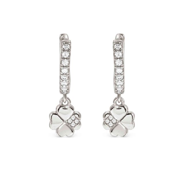 Petit Sparkle Flower Hoop Earrings - Silver - 242305/001