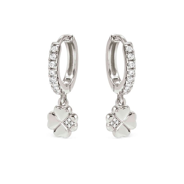 Petit Sparkle Flower Hoop Earrings - Silver - 242305/001