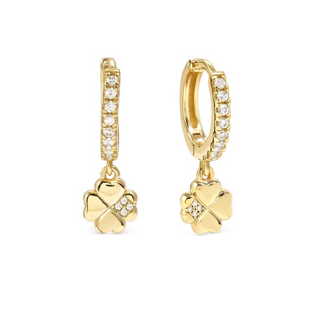 Petit Sparkle Flower Hoop Earrings - Gold - 242305/003