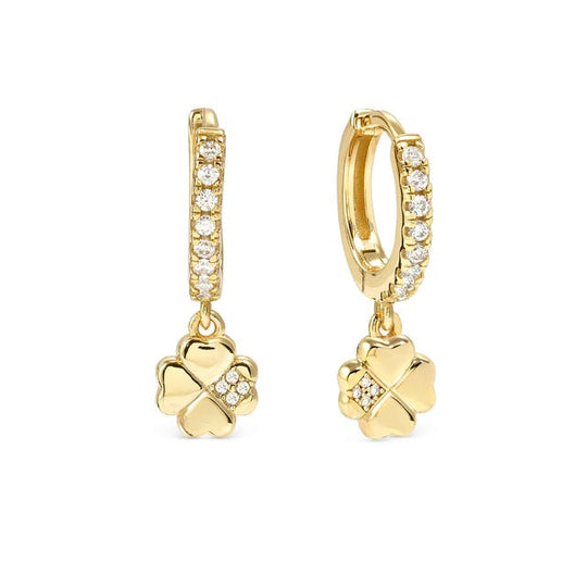 Petit Sparkle Flower Hoop Earrings - Gold - 242305/003