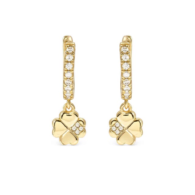 Petit Sparkle Flower Hoop Earrings - Gold - 242305/003