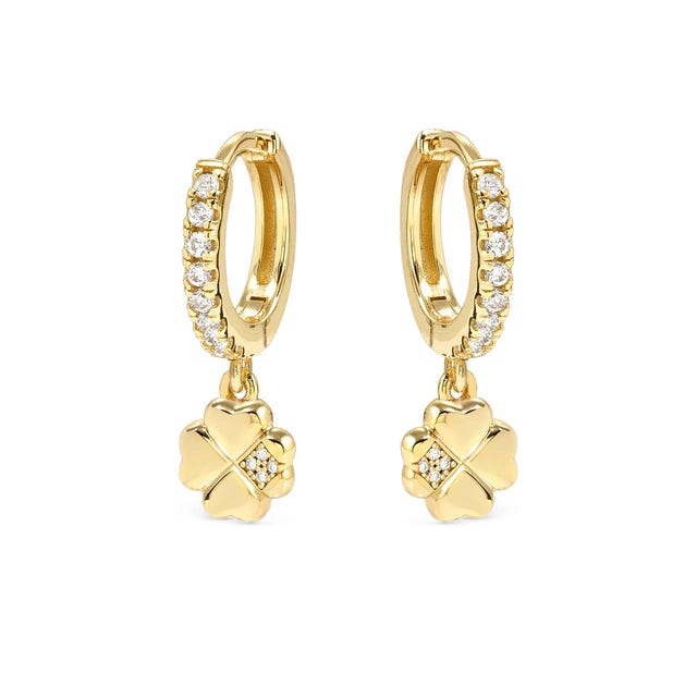 Petit Sparkle Flower Hoop Earrings - Gold - 242305/003