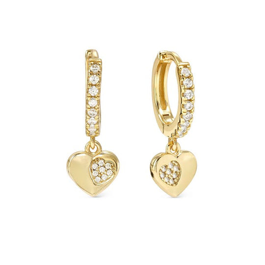 Petit Sparkle Heart Hoop Earrings - Gold - 242305/006