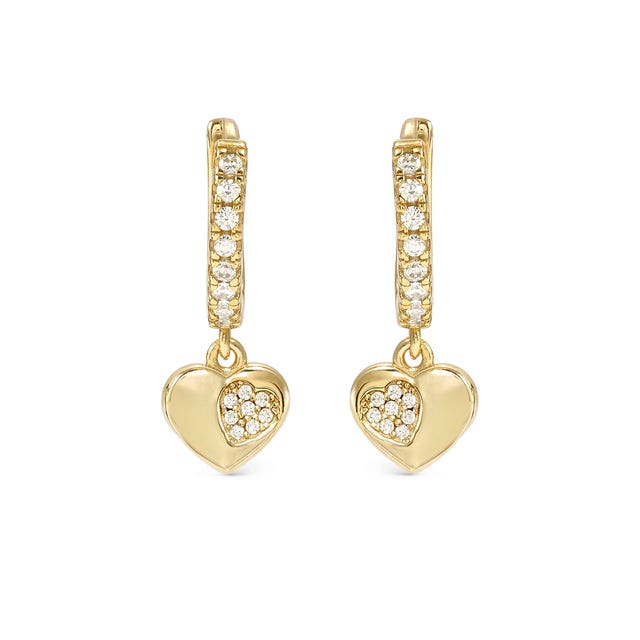 Petit Sparkle Heart Hoop Earrings - Gold - 242305/006