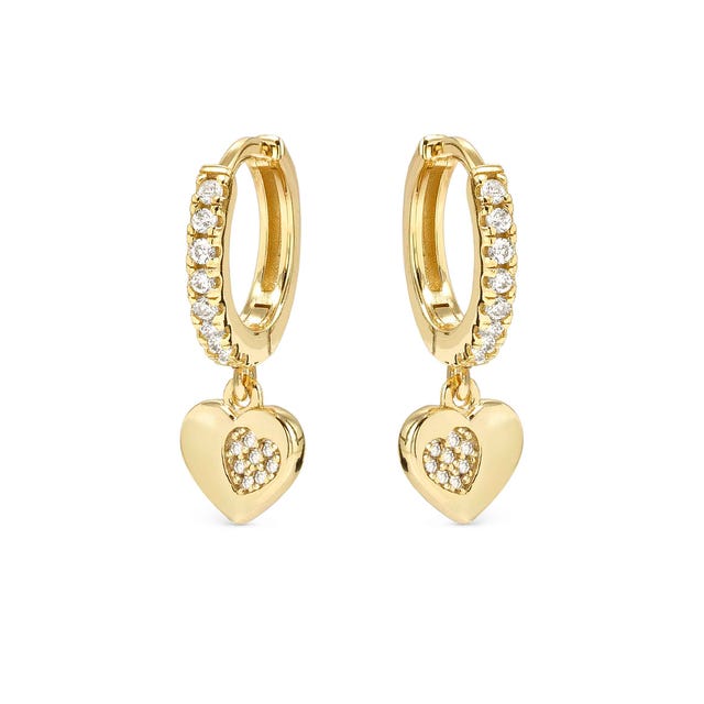Petit Sparkle Heart Hoop Earrings - Gold - 242305/006