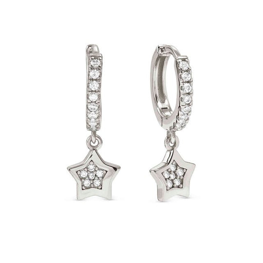 Petit Sparkle Heart Hoop Earrings - Silver - 242305/007