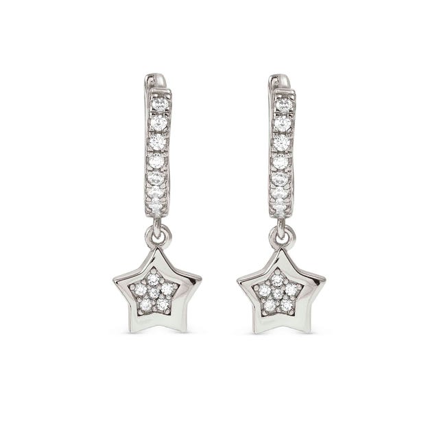 Petit Sparkle Heart Hoop Earrings - Silver - 242305/007