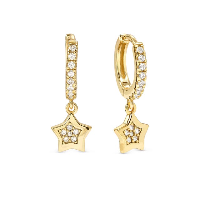 Petit Sparkle Star Hoop Earrings - Gold - 242305/009