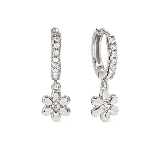 Petit Sparkle Flower Hoop Earrings - Silver - 242305/010