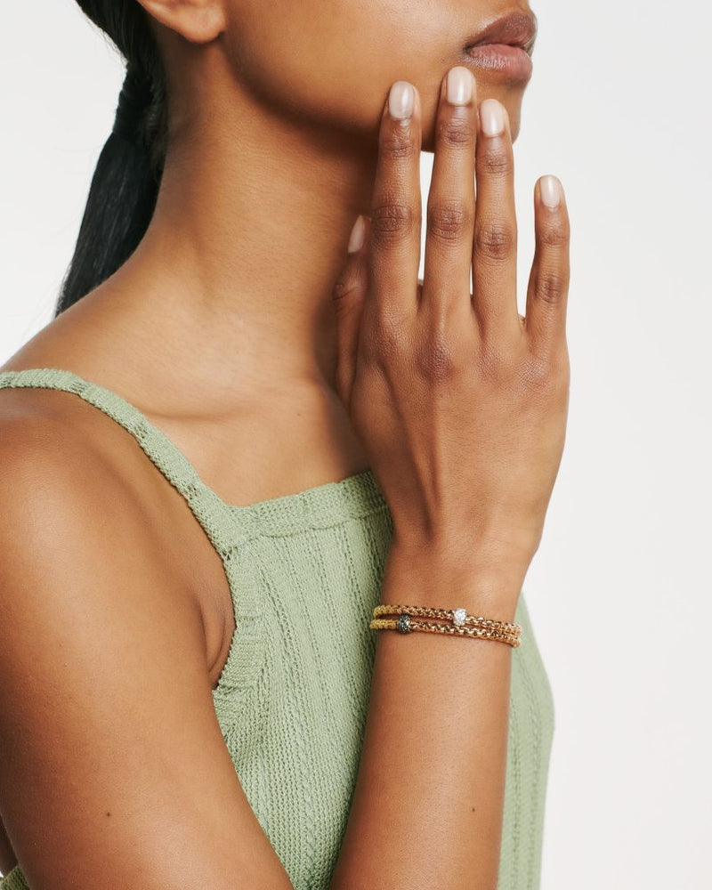 EKA Tiny Black Diamond Bracelet, XL - White Gold - 733BPAVENXL