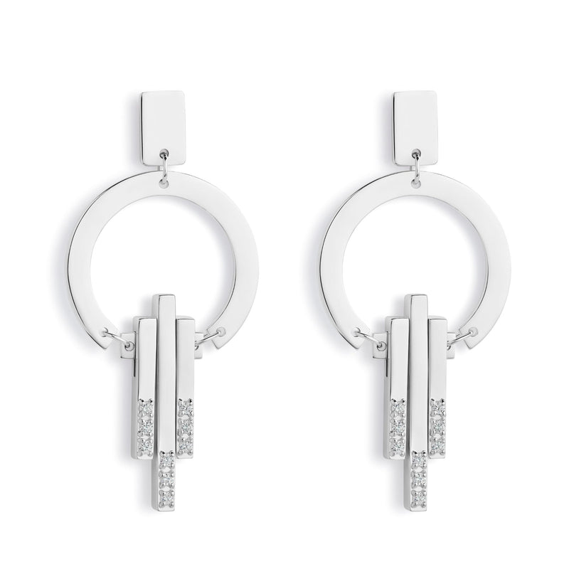 Art Deco Chandelier Earrings - Silver/Diamond