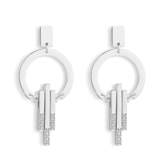 Art Deco Chandelier Earrings - Silver/Diamond