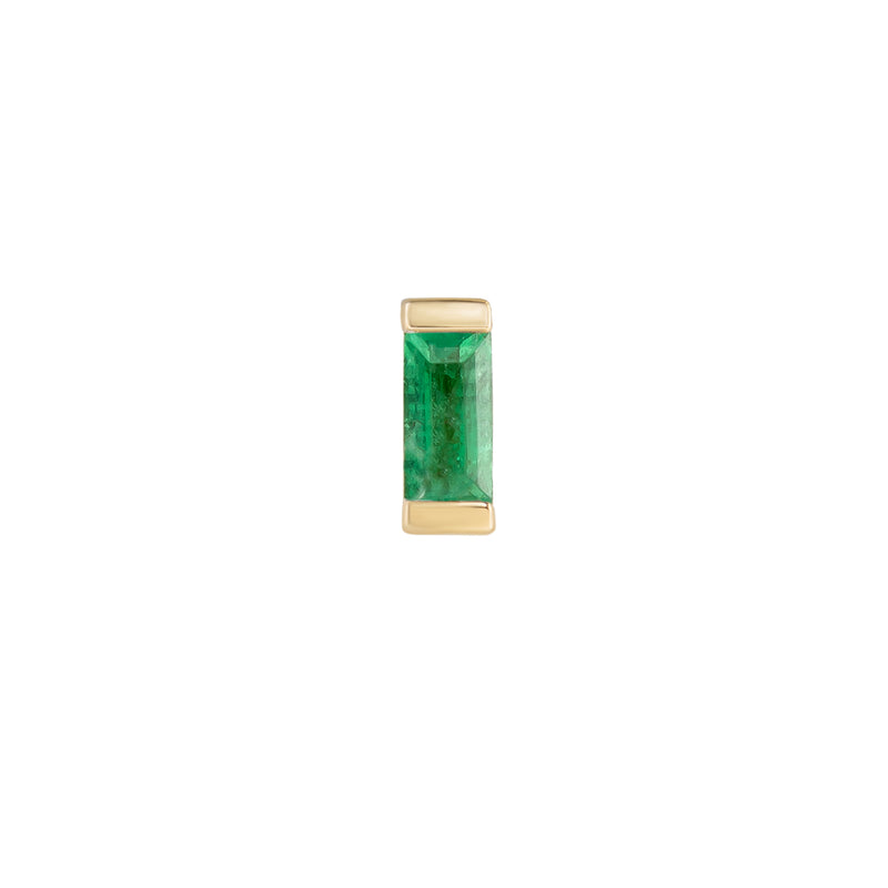Mini Claw Baguette Emerald Stud Earring, 6.5mm Screw Back - 9ct Yellow Gold - ST-C-BAG-EM-SC6.5