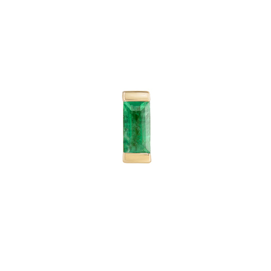 Mini Claw Baguette Emerald Stud Earring, 6.5mm Screw Back - 9ct Yellow Gold - ST-C-BAG-EM-SC6.5