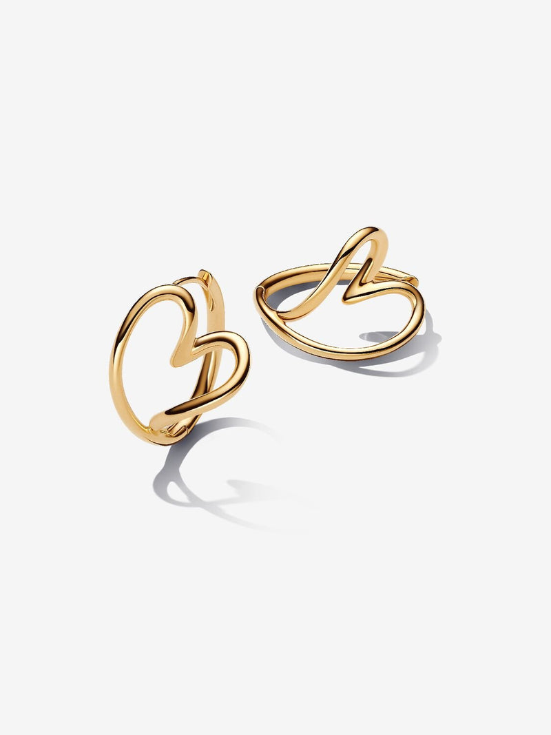 Organically Shaped Heart Hoop Earrings - 14ct Gold Plated - 263807C00