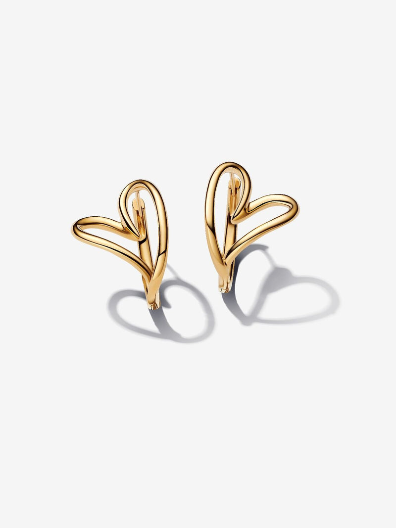 Organically Shaped Heart Hoop Earrings - 14ct Gold Plated - 263807C00