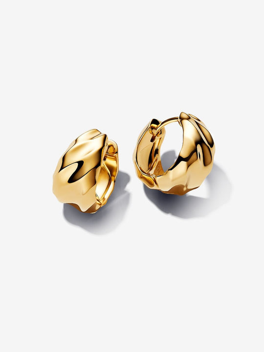 Rippled Hoop Earrings - 14ct Gold Plated - 263874C00