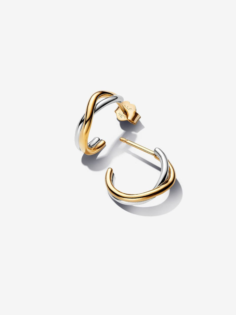Organically Shaped Two-tone Open Hoop Earrings - 14ct Gold Plated - 263880C00