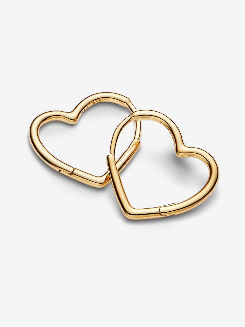 Asymmetrical Heart Hoop Earrings - 14ct Gold Plated - 268307C00