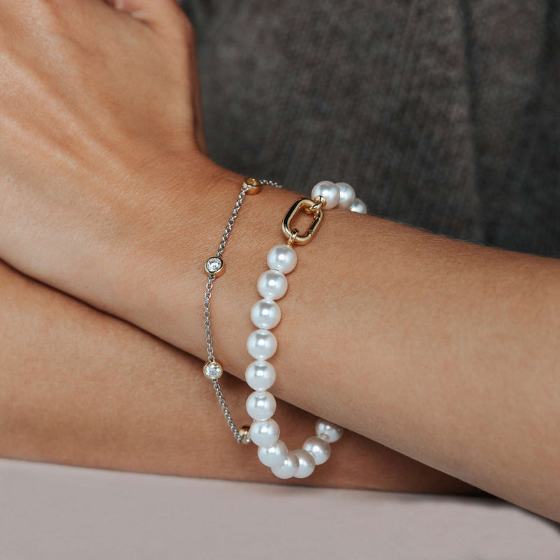 Milano Delicate Chain CZ Bracelet - Gold/Silver - 2756ZY