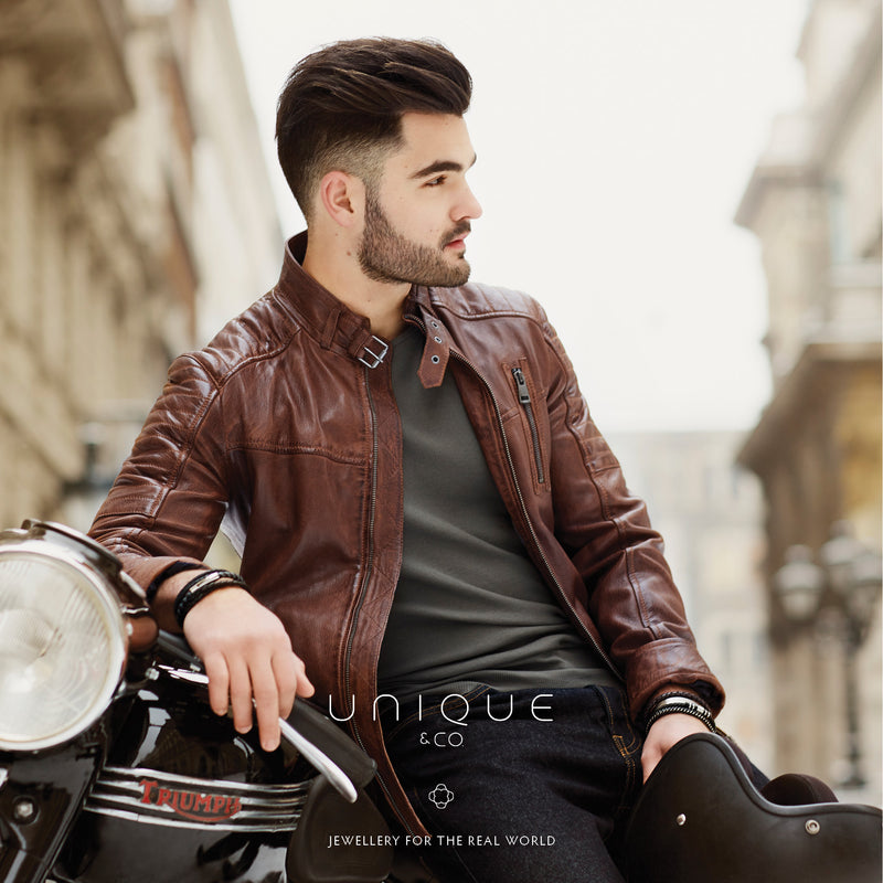 Leather Bracelet - Black/Rose Gold - B440BL