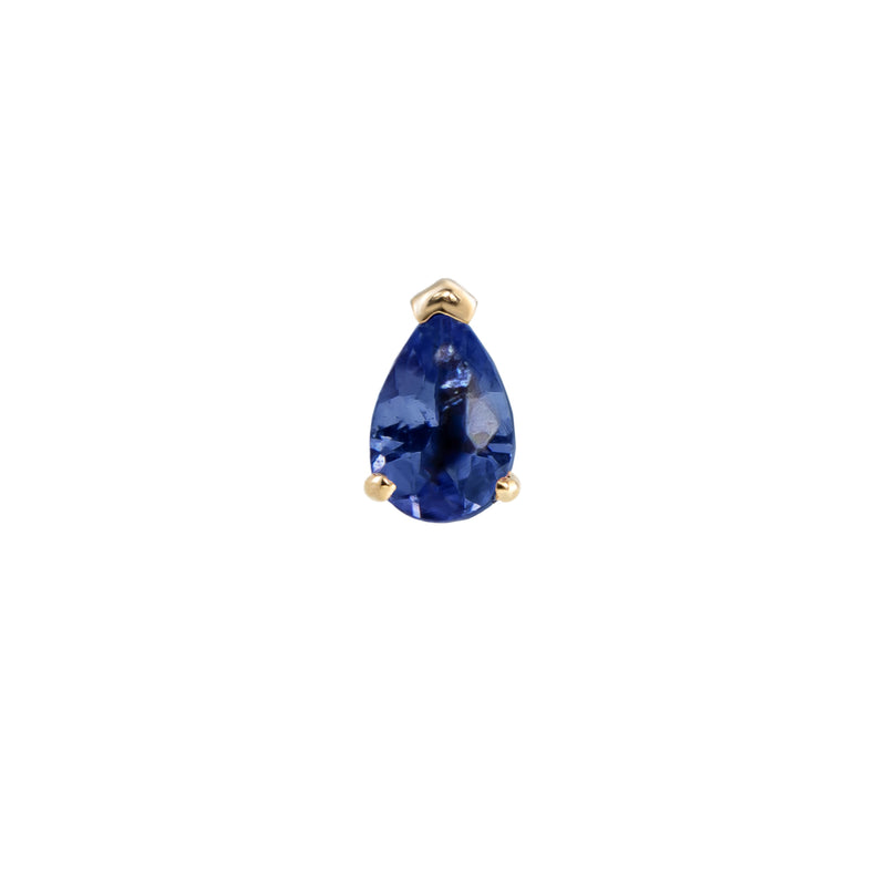 Mini Claw Pear Cut Sapphire Stud Earring, 6.5mm Screw Back - 9ct Yellow Gold - ST-C-PE-BS-SC6.5