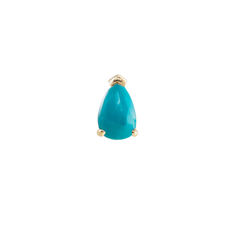 Mini Claw Pear Cut Turquoise Stud Earring, Butterfly Back - 9ct Yellow Gold - ST-C-PE-MI-TUR