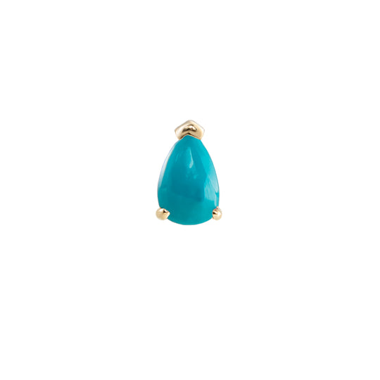 Mini Claw Pear Cut Turquoise Stud Earring, Butterfly Back - 9ct Yellow Gold - ST-C-PE-MI-TUR