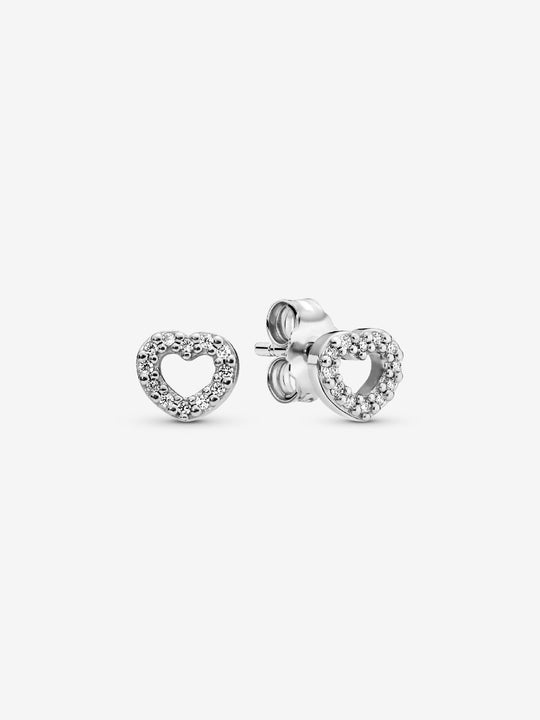 Open Heart Stud Earrings - Sterling Silver - 290528CZ