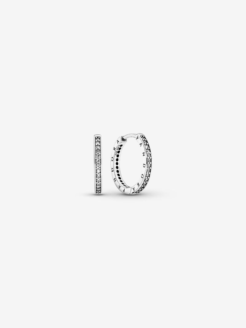 Sparkle & Pandora Logo Hoop Earrings - Sterling Silver - 290558CZ
