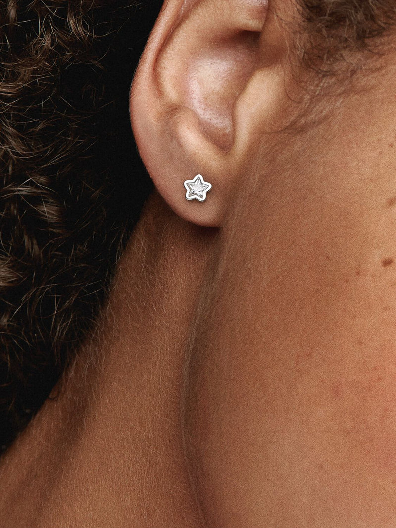 Sparkling Star Stud Earrings - Sterling Silver - 290597CZ