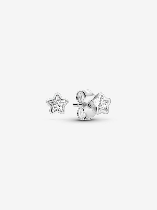 Sparkling Star Stud Earrings - Sterling Silver - 290597CZ