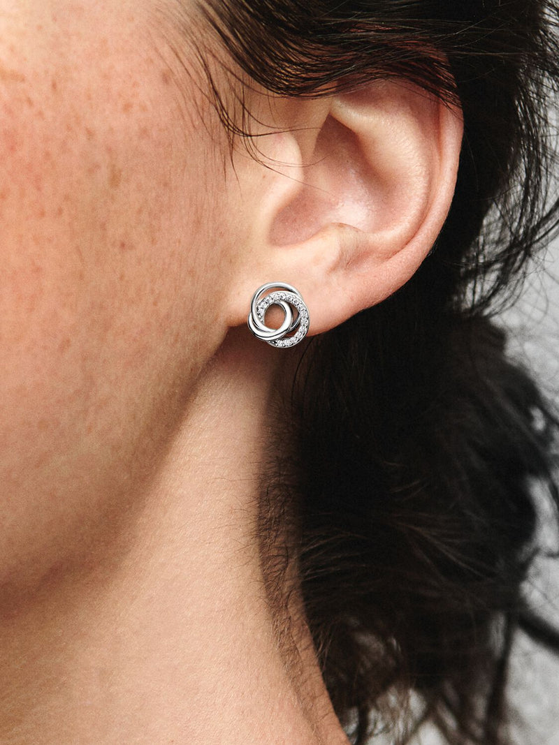 Family Always Encircled Stud Earrings - Sterling Silver - 291076C01