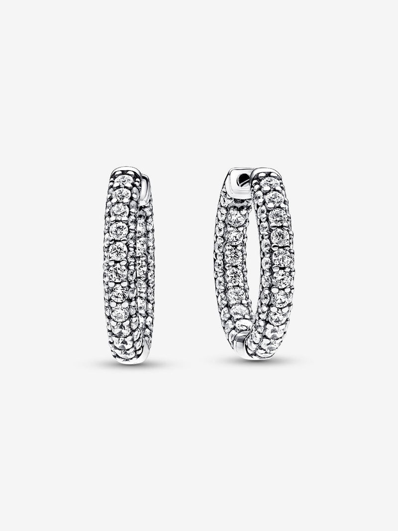 Pandora Timeless Pavé Single-row Hoop Earrings - Sterling Silver - 292624C01