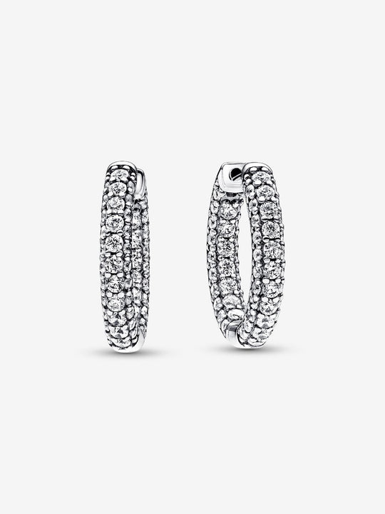 Pandora Timeless Pavé Single-row Hoop Earrings - Sterling Silver - 292624C01