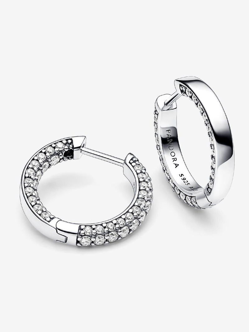 Pandora Timeless Pavé Single-row Hoop Earrings - Sterling Silver - 292624C01