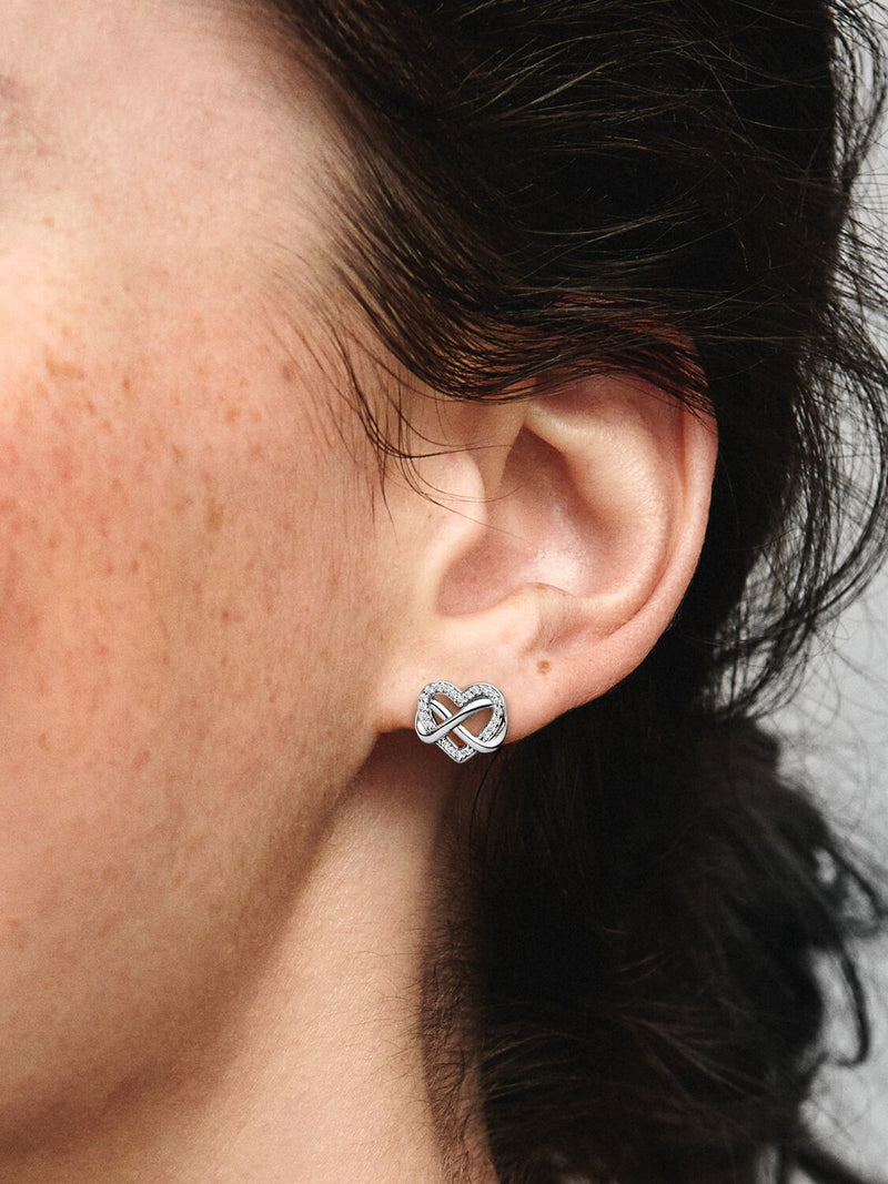 Sparkling Infinity Heart Stud Earrings - Sterling Silver - 292667C01