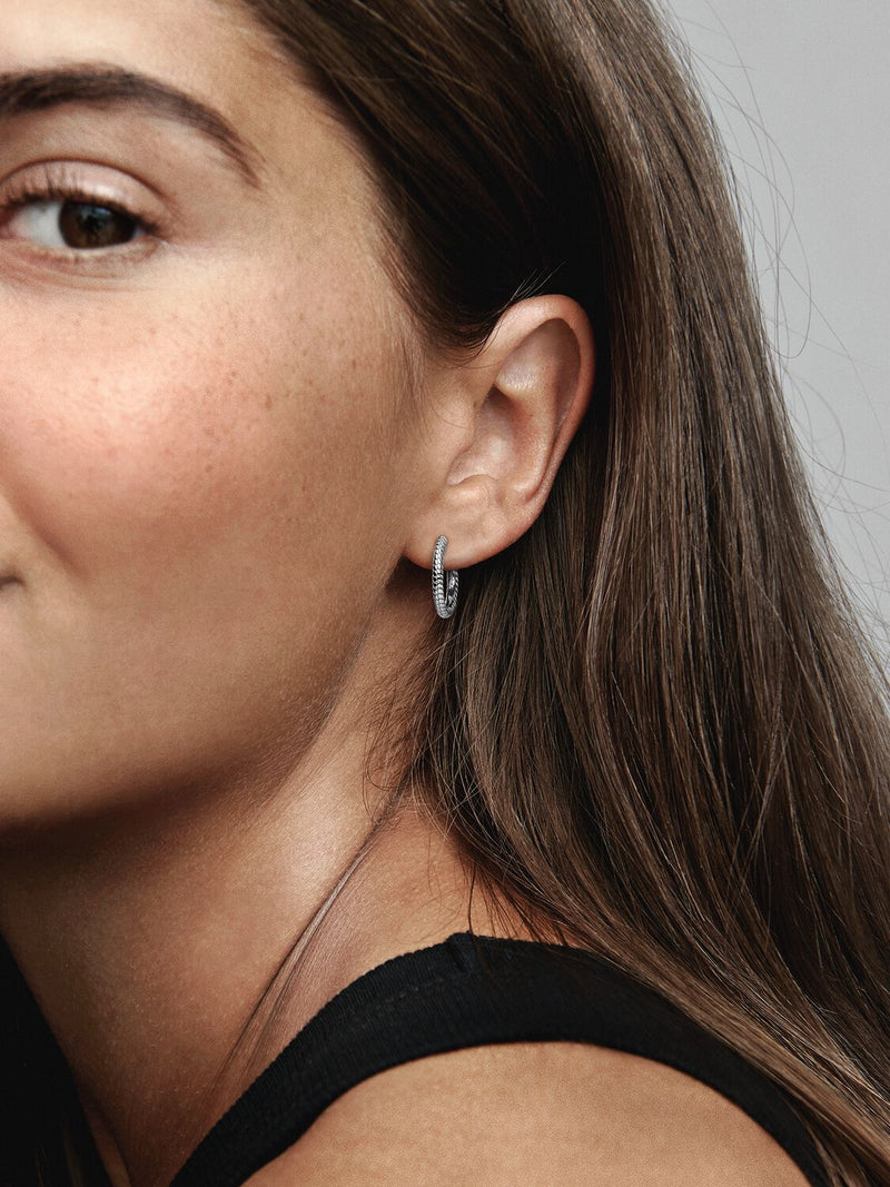 Pandora Moments Small Charm Hoop Earrings - Sterling Silver - 292728C00