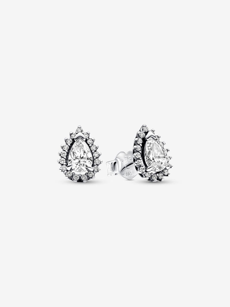 Sparkling Pear Halo Stud Earrings - Sterling silver - 292834C01