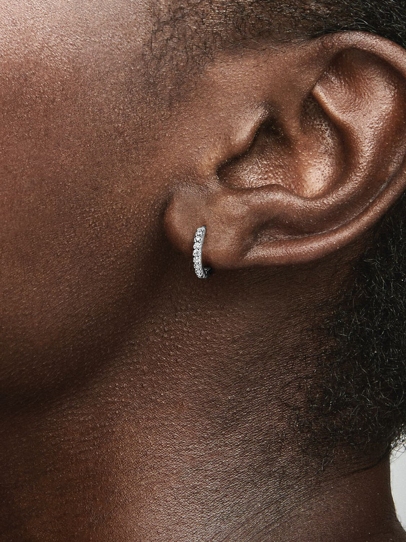 Sparkling Huggie Hoop Earrings - Sterling Silver - 293015C01