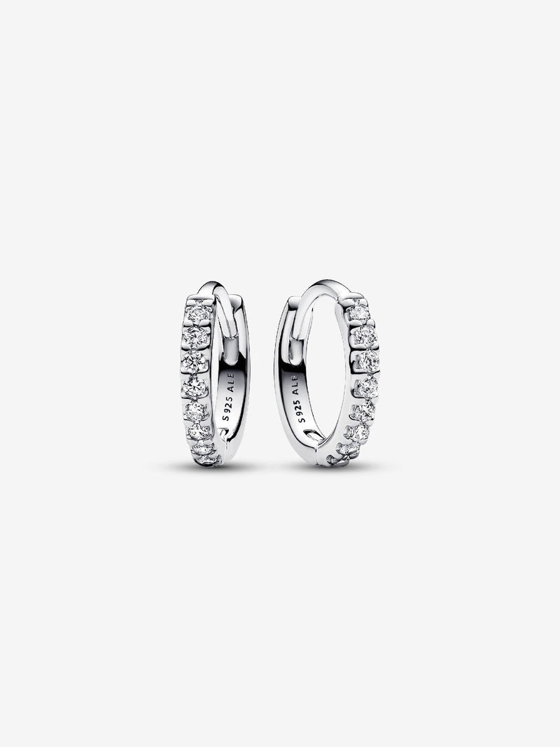 Sparkling Huggie Hoop Earrings - Sterling Silver - 293015C01