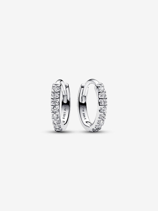 Sparkling Huggie Hoop Earrings - Sterling Silver - 293015C01