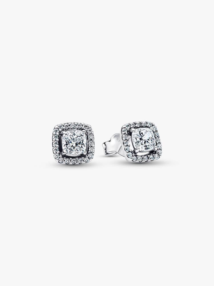 Square Halo Stud Earrings - Sterling Silver - 293551C02