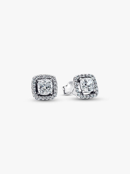 Square Halo Stud Earrings - Sterling Silver - 293551C02