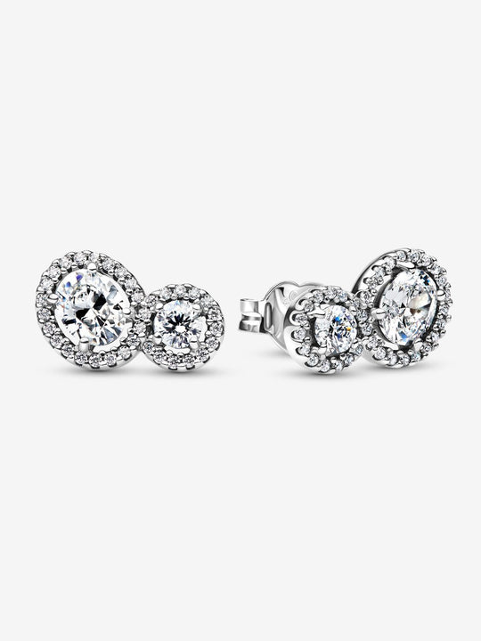 Embracing Halo Stud Earrings - Sterling Silver - 293774C01