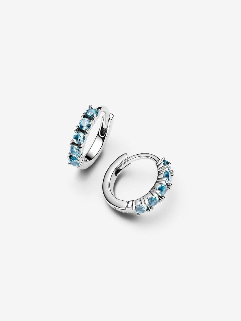 Blue Huggie Earrings - Sterling Silver - 293849C01